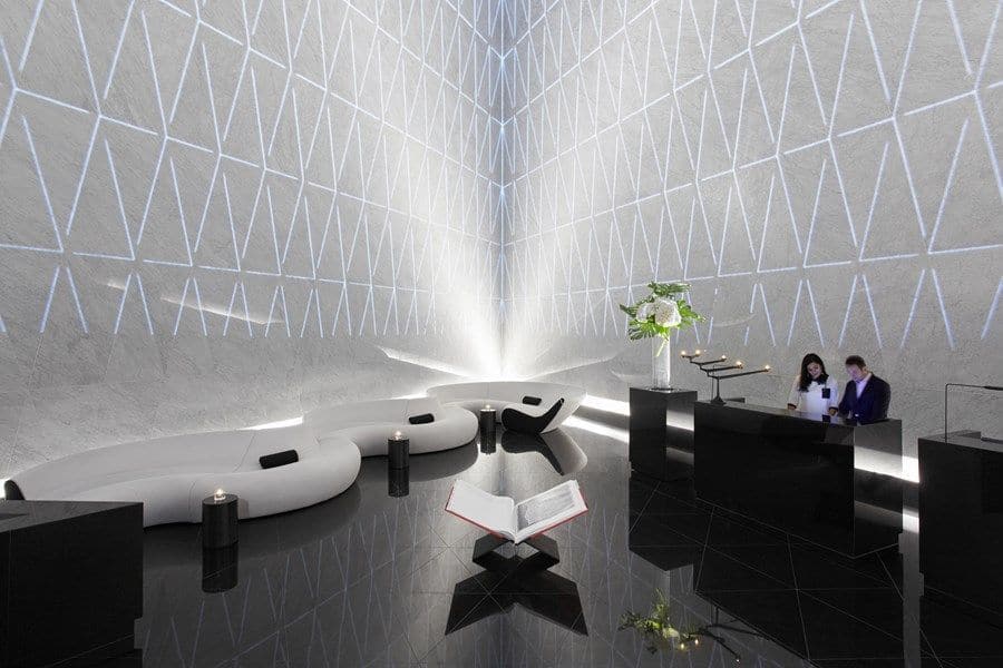 Lobby at the Me Hotel London by Sir Norman Foster Architects featured on Occa Design Blog