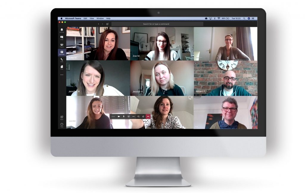 a team on a video call