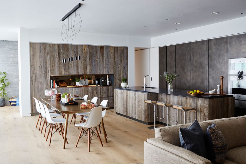 Luxury contemporary design with dining table & kitchen island