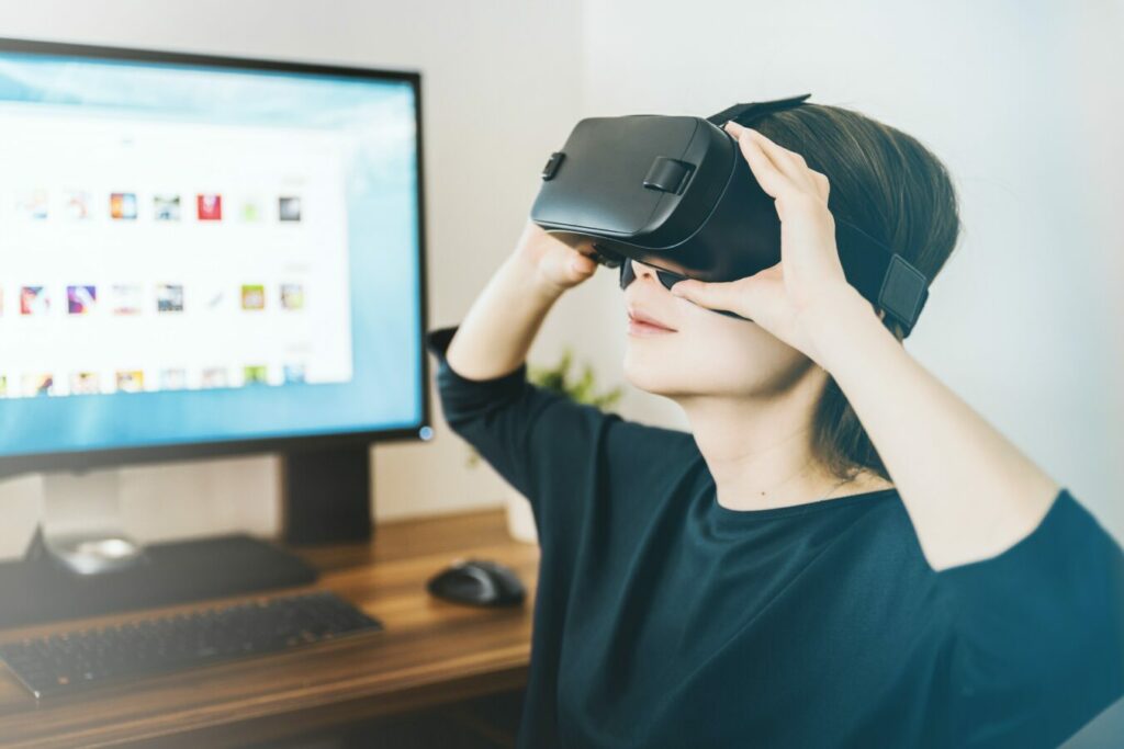 Woman in VR headset