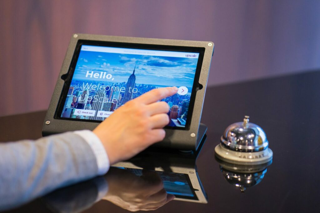 iPad on hotel check in desk