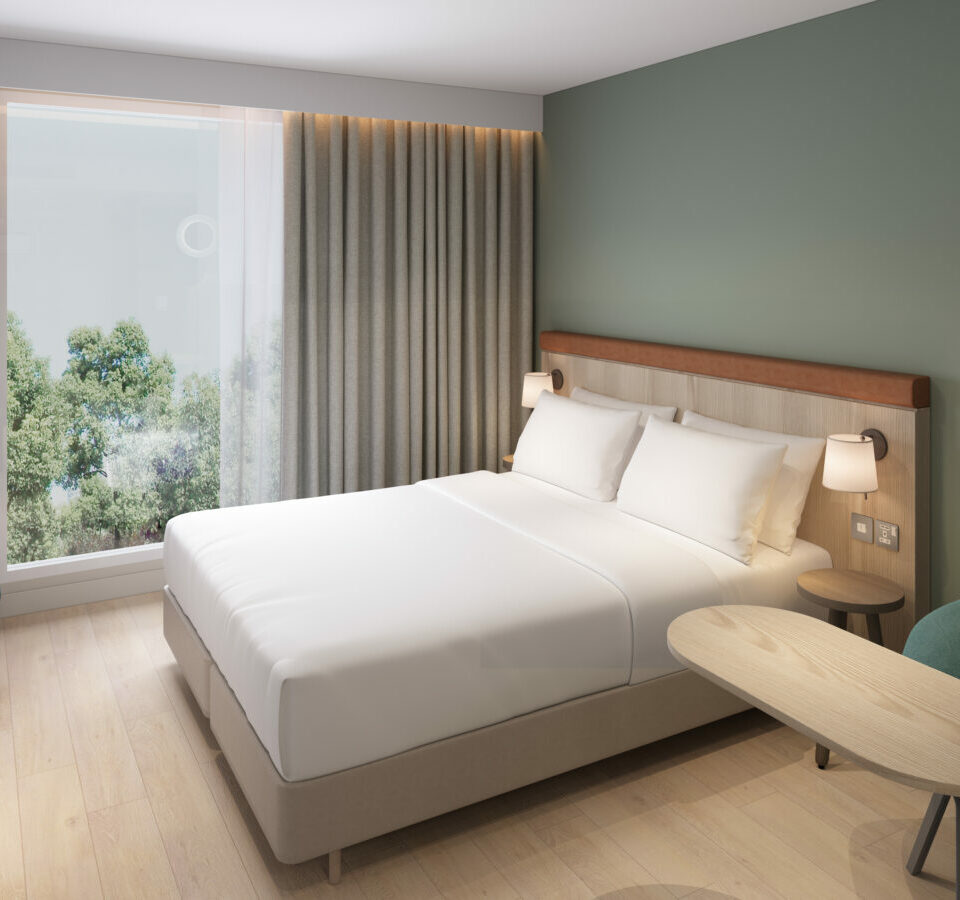 simple hotel bedroom design by OCCA